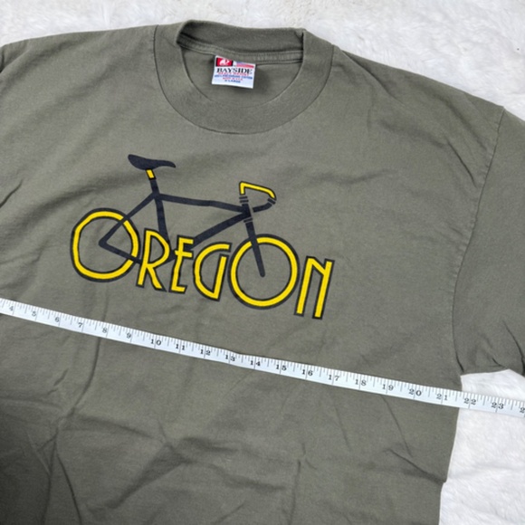 Vintage Oregon Bike Short Sleeve T-Shirt Bayside Made in USA Cotton Green XL - Picture 4 of 6